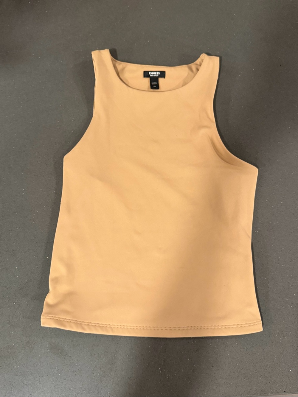Express Body Contour High Neck Tank Top Tan Camel Double Layer Size XS